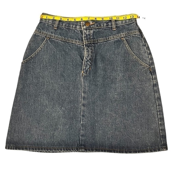 VINTAGE 80-90s Palmetto’s Washed Jeans Western Skirt Light Wash Made in U.S.A. - Picture 9 of 11